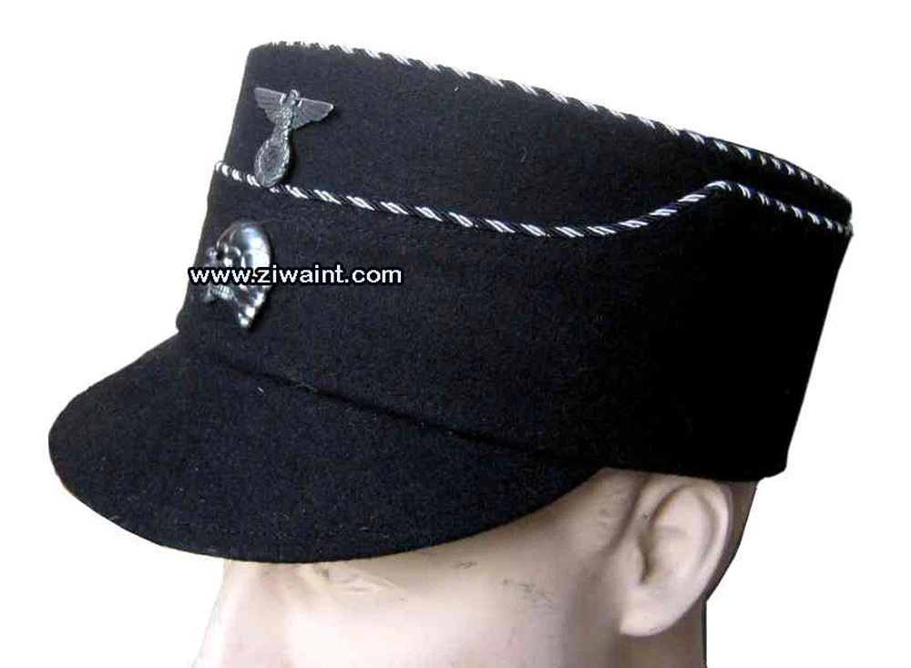 LIMITED EDITION Factory Made WW2 GERMAN WW11 VISOR SA Kepi SHAKO Black Top HAT