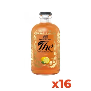 San Benedetto 250ml Glass Bottles 16-Pack Case of Black Lemon Iced Tea Drink