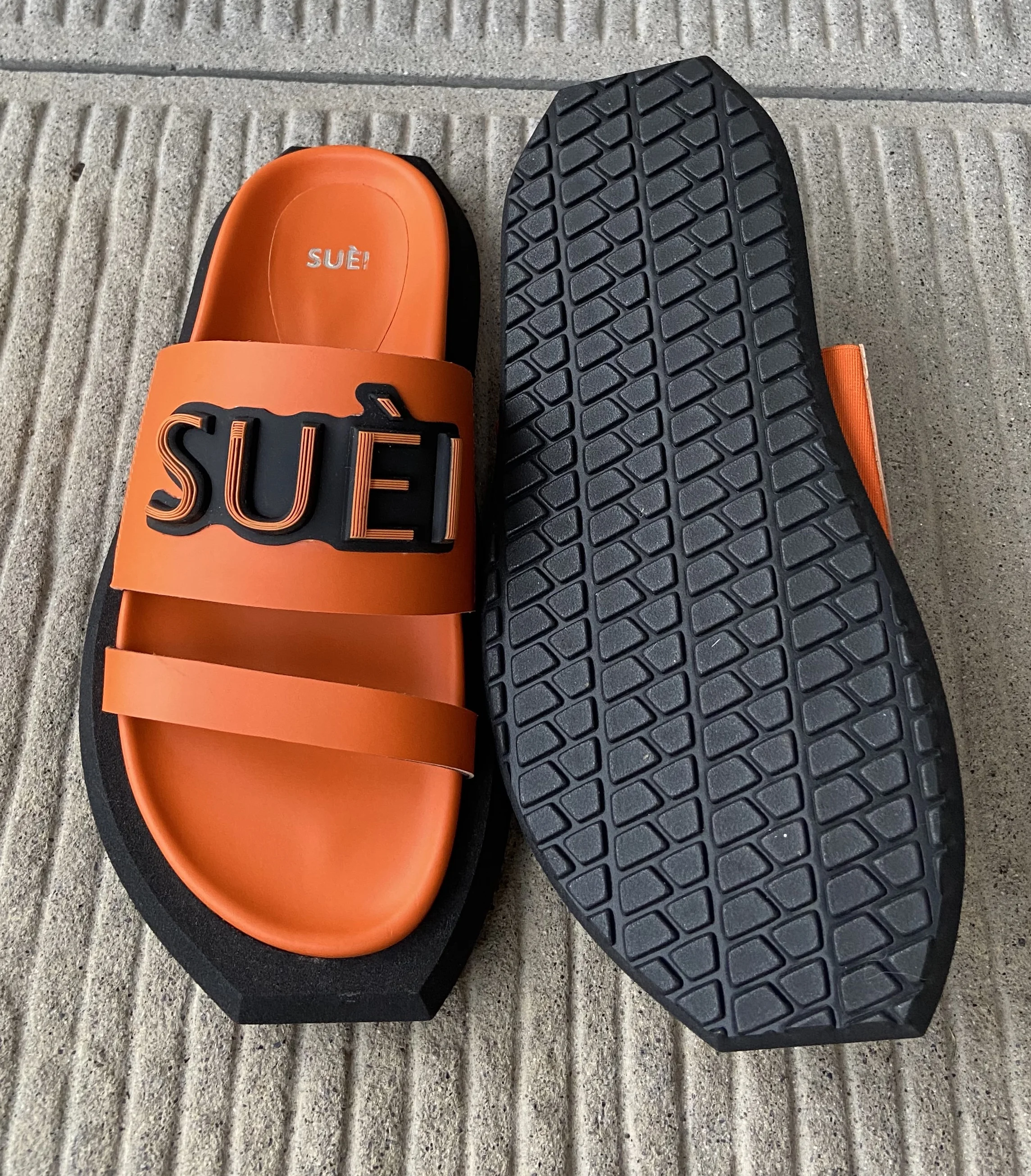 Top Quality Italian Calf Leather Orange And Black Fashion Sandals