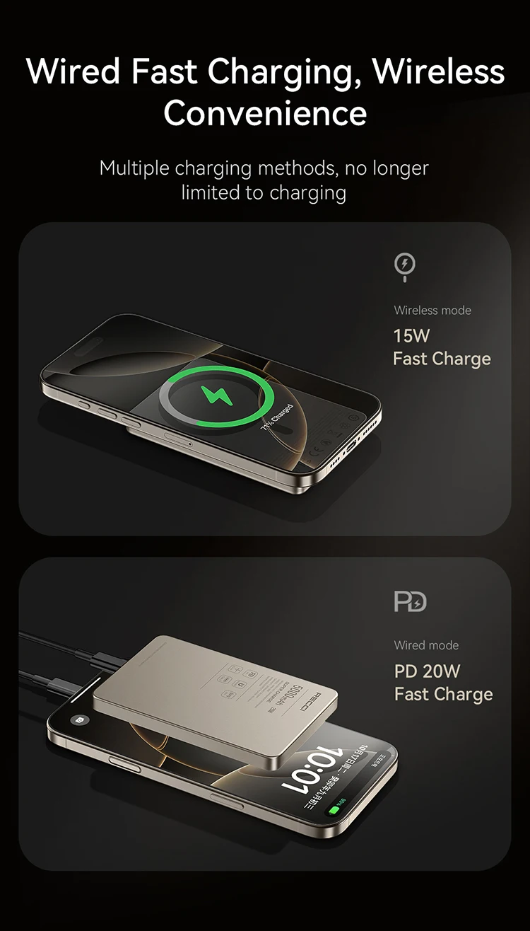 أحدث طراز-mAh Power Bank من النوع C-مخرج شحن سريع للغاية يظهر سعة حقيقية إخراج 15 وات