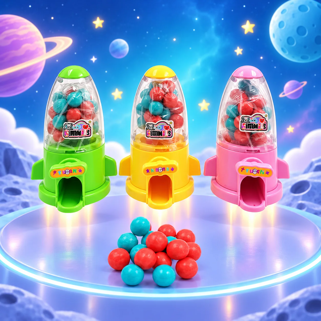 ロケット型ガムボールマシン キャンディディスペンサー おもちゃ 子供