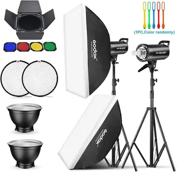 Godox 2 Pack SK400II 800Ws Photo Speedlite Studio Flash Strobe Moonlight Bowens Mount Kit for Studio Shooting,Video Location detail image