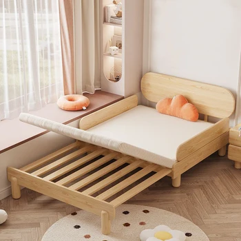 New models Solid Wood adjustable telescopic children's bed boys and girls splicing bed for Bedroom School Living Room