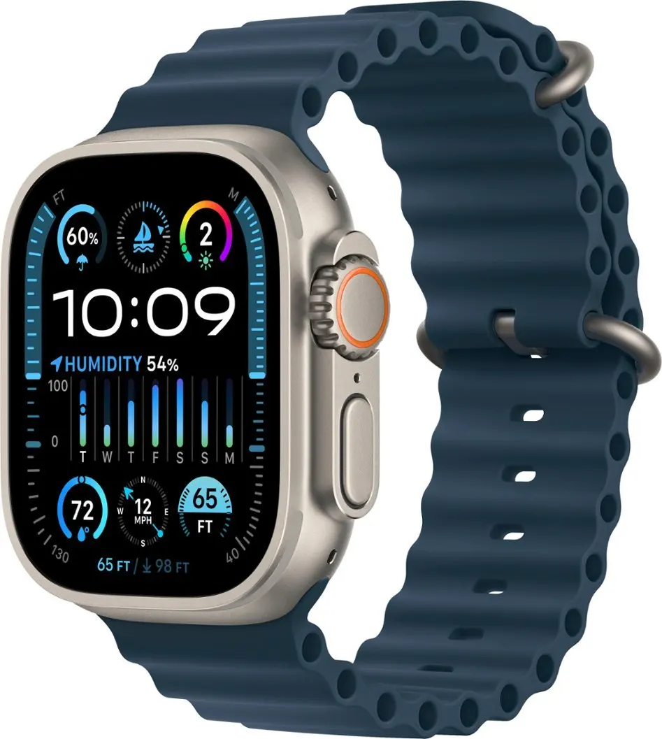 Hot Selling Watch Ultra 2 GPS + Cellular 49mm Titanium Case with Blue Ocean Band Titanium With Complete Parts & Accessories