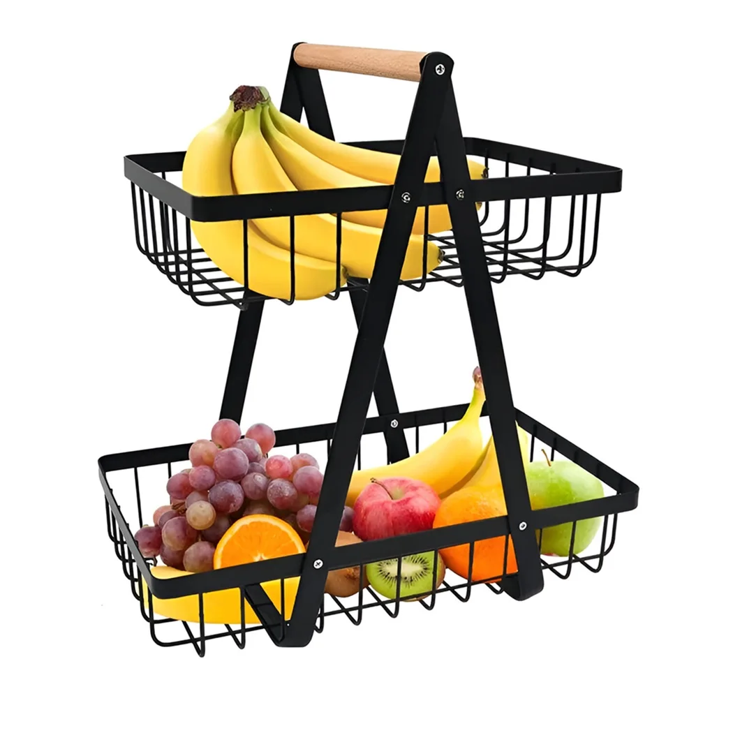 Modern Kitchen Fruit Bowl Wire Basket Shinny Steel Storage Food ...