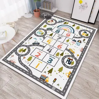 Modern RoadPlay Map City Traffic Educational Learning Game Area Non Slip Kids Rug for Children Bedroom Classroom 3d Print Carpet