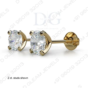 2.00 CT Cut Lab Created Diamond Stud Earrings Trendy 4 Prong Setting Curved Prongs White Rose Gold Screwback Wedding Party