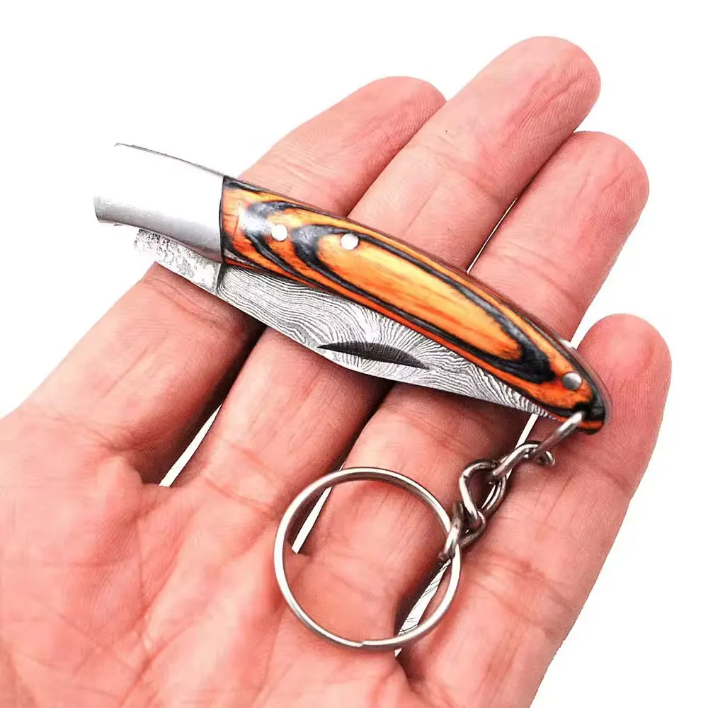 Multifunction Damascus Steel Folding Pockets Knife Keychains / Camping