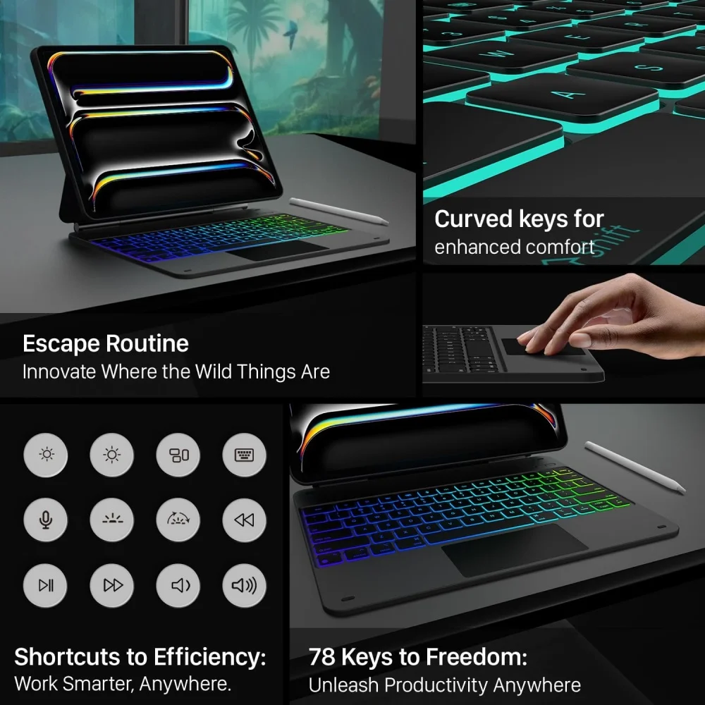 product magic keyboard case for ipad pro 13 inch m4 2024 11 inch backlit colors pen holder multi touch trackpad magnetic stand laudtec-7