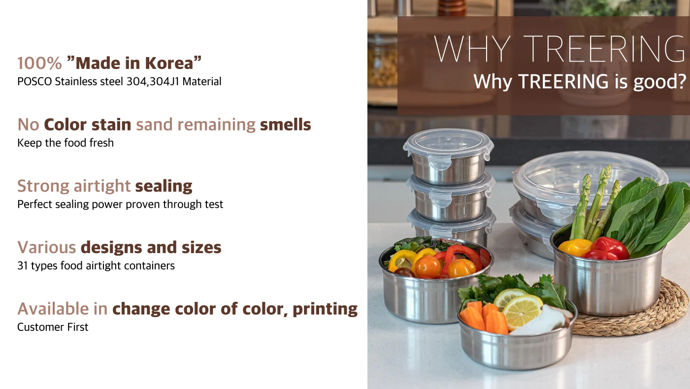 Made In Korea Stainless Steel Food Storage 16oz Round Stainless Steel