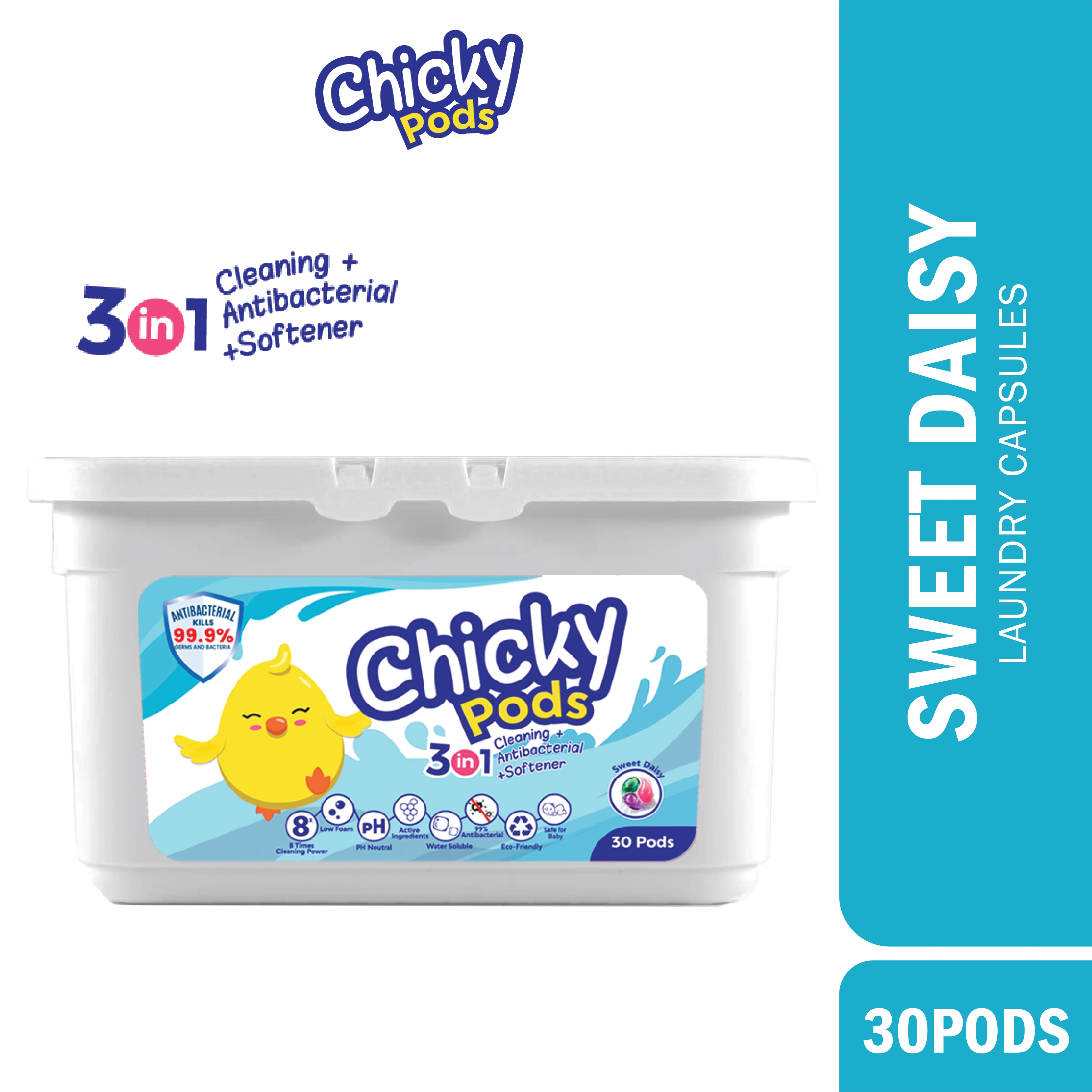 Free Sample Chicky Pods Laundry Capsules 3 In 1 Cleaning Detergent