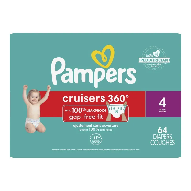 Cruisers 360 Soft Pull-On Disposable Baby Diapers Size 4 XXL 144 Count One Month Supply Gap-Free Fit Wholesale