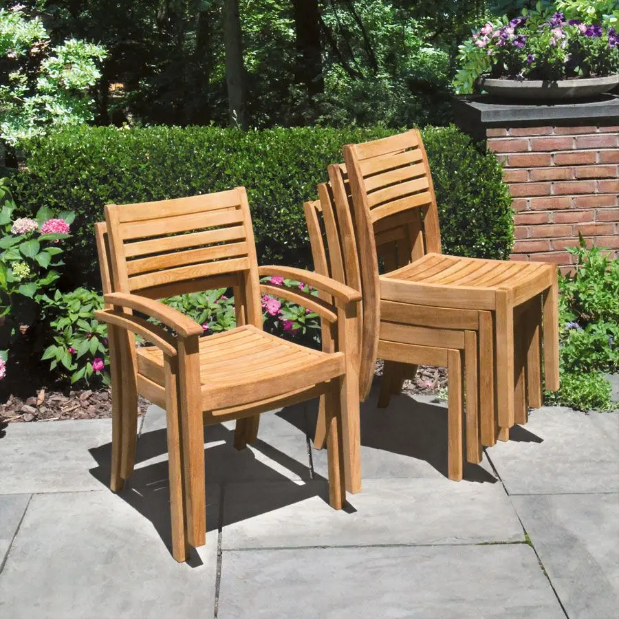 Asian Cheap Stackable Chair Wholesale Outdoor Garden Stacking Chair Solid Teak Wood Material ...