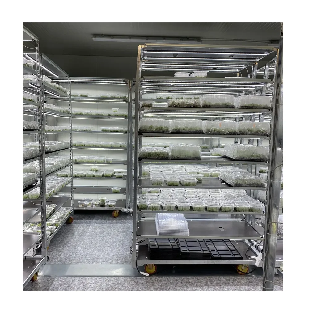 Made In Italy Grow Racks On Wheels With Led Lights Kit Dc Trolley For