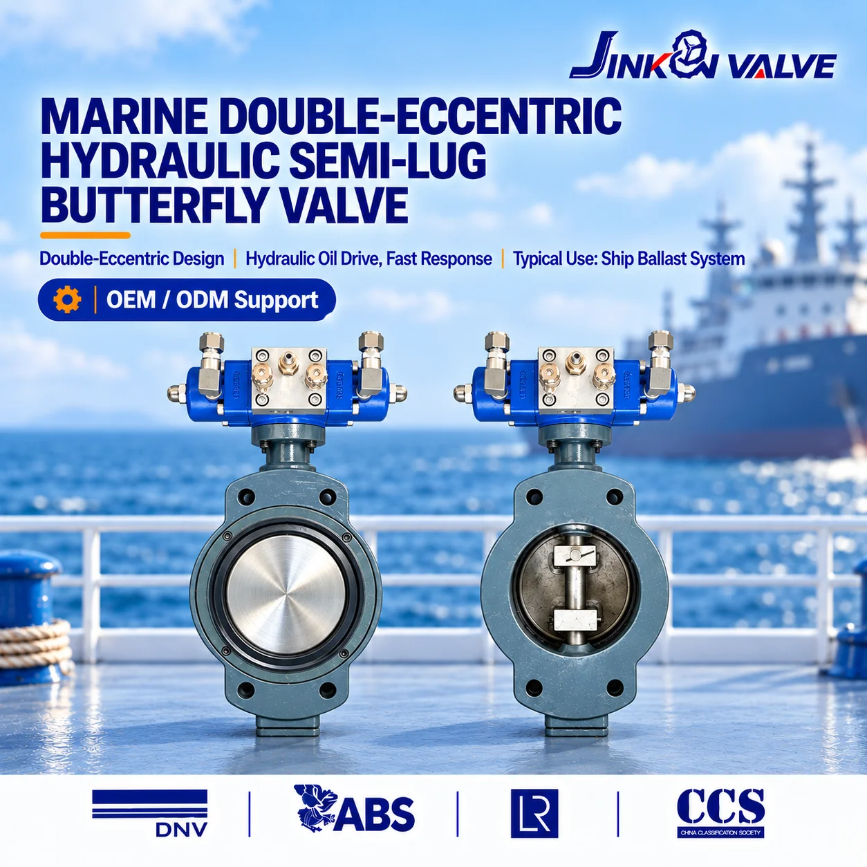 Marine Double Eccentric Hydraulic Wafer Butterfly Valve for Seawater Ship Piping Soft Seal DN50-DN600 Industrial Butterfly Valve