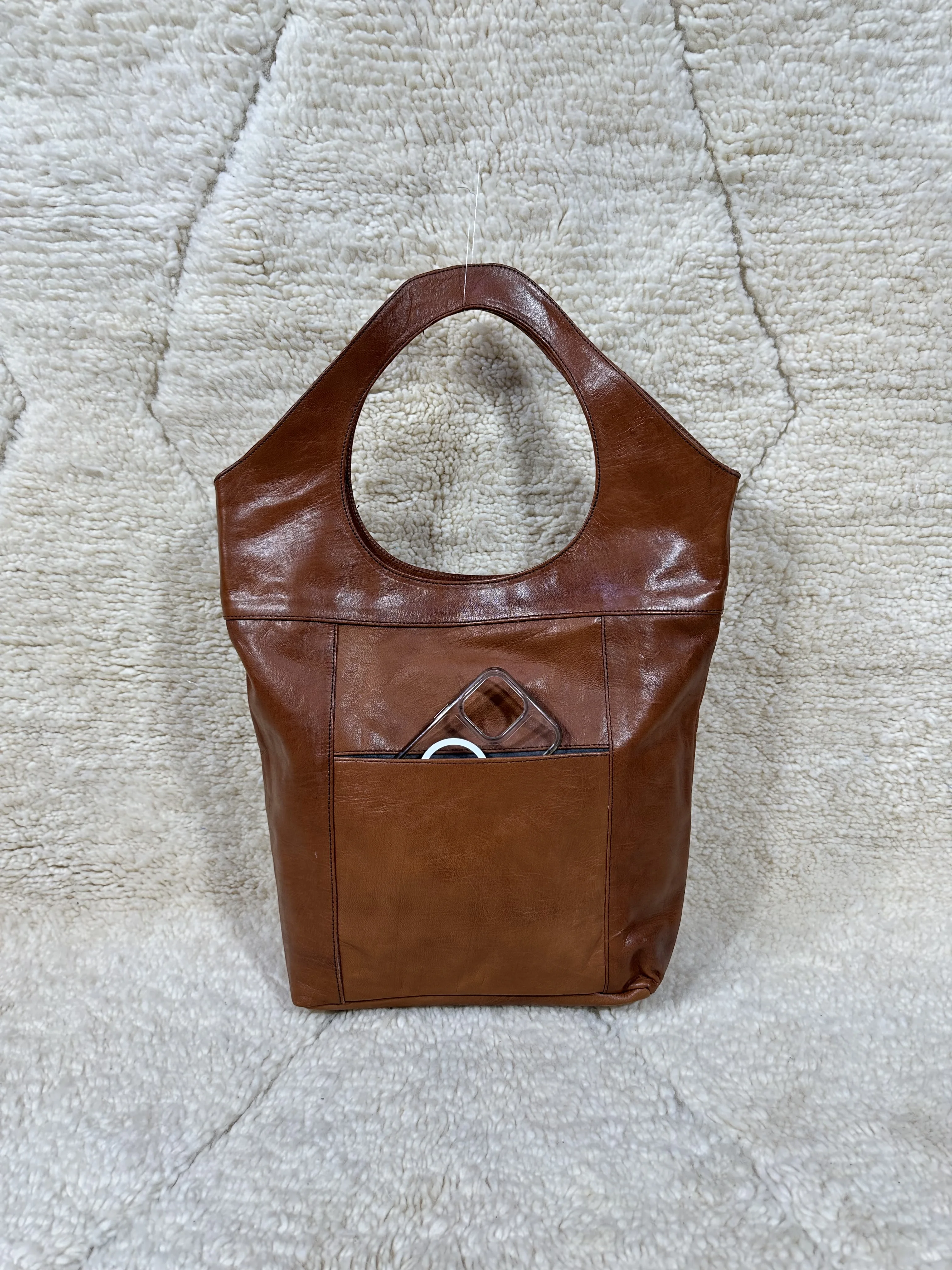 Designer Genuine Smooth Leather Tote Bag for Ladies Moroccan Style Big Size with Cover Closure Low Price Handbag
