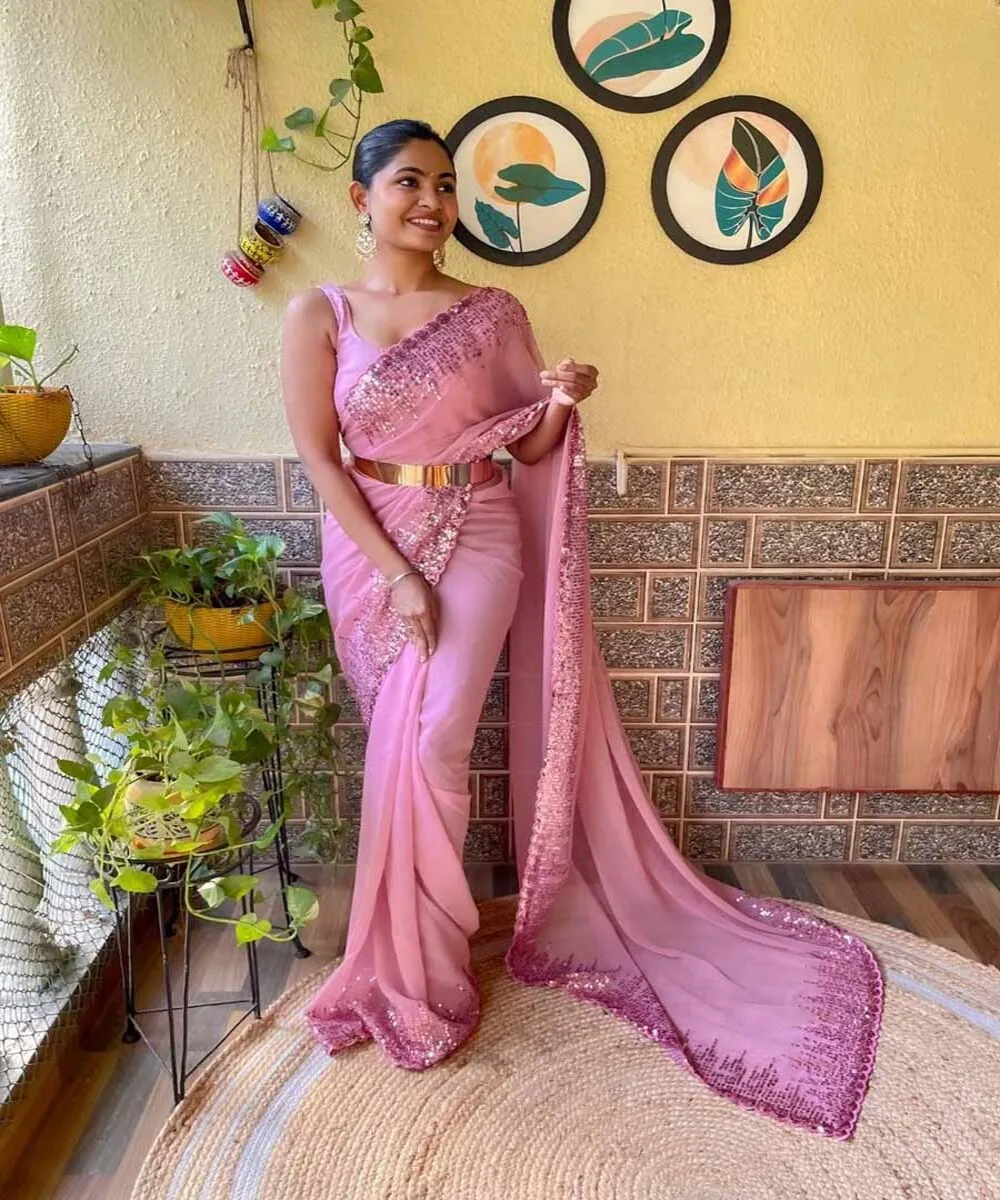 Saree Party Wear Mulheres Indianas Adultos Dry Clean Índia
