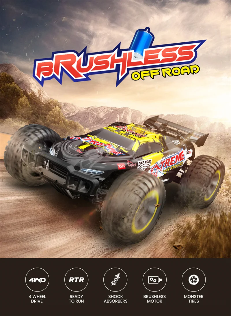 All-Terrain RC Monster Truck - YYRC 202E 1:10 Scale 4WD High-Speed Racer, 45KM/H 2.4Ghz Remote Control Car for Hobbyists