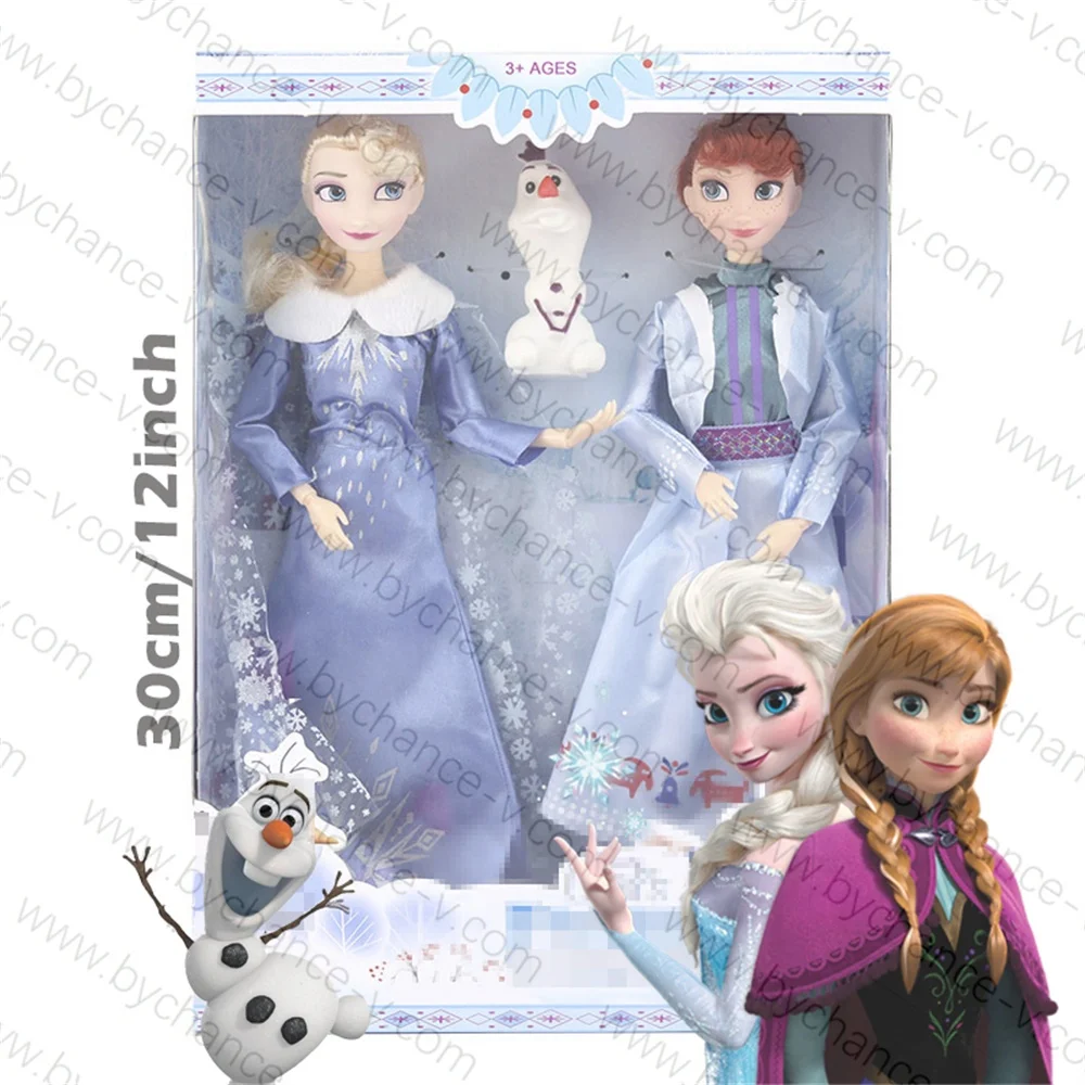 Лидер продаж праздничный подарок рождественский для молодых девушек роскошный игрушечный набор кукла принцессы Анны Эльзы с 2 комплектами платьев короной