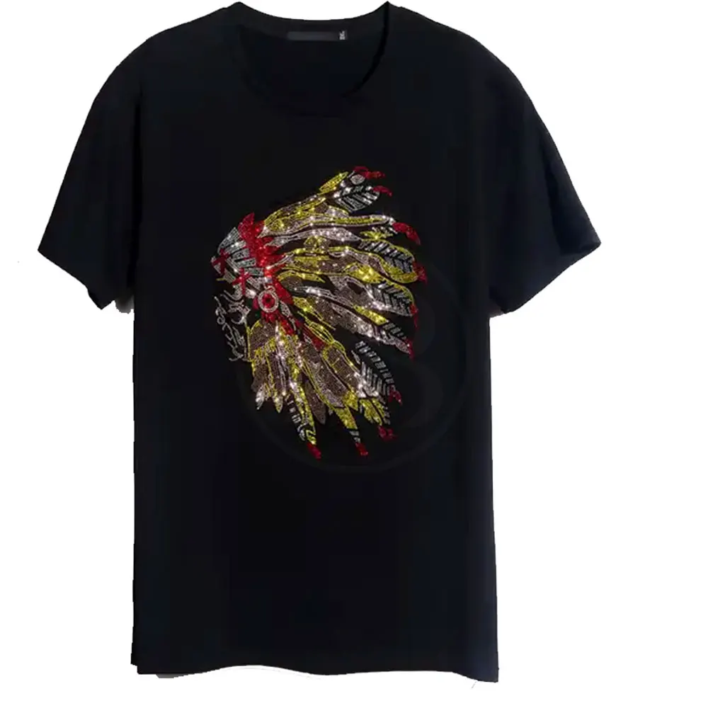 Men's Black Luxury Rhinestone Cotton Shirts