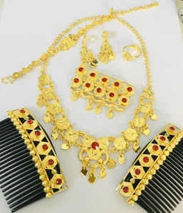 2026 Best Buy Ready 24K Gold Plated Vintage Style Trendy Alloy Jewelry Set Indian Inspired Geometric Design