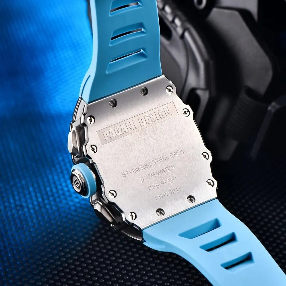 PAGANI DESIGN YS011 New 40MM Barrel Hollow Fashion Casual Men's Quartz Watches Sapphire Glass Quartz Watches Chronograph Clock