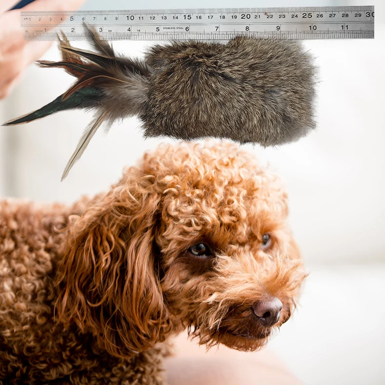 Factory Direct Supply Pet Toys Real Rabbit Fur Cat Teaser Colorful Feather Stick Dog Training Toys Play Supplies Pet Products
