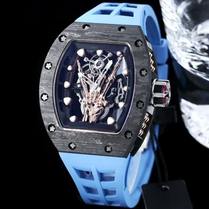 New High-quality, Fashionable Trendy  Design Gold Men's Mechanical Watch Carbon Fiber case Tourbillon Waterproof Automatic Watch