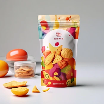 Custom Printed Biodegradable StandUp Pouch140 280g Potato Chip Snack FoodPackagingBag with Stand-Bottee Handles plastic mylarbag