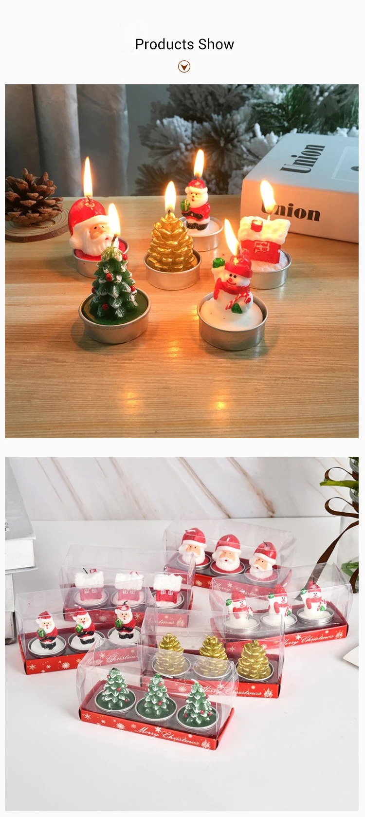 3pcs Santa Claus Candles Christmas Tree Candles Snowman Candles Gift Set For New Year Christmas