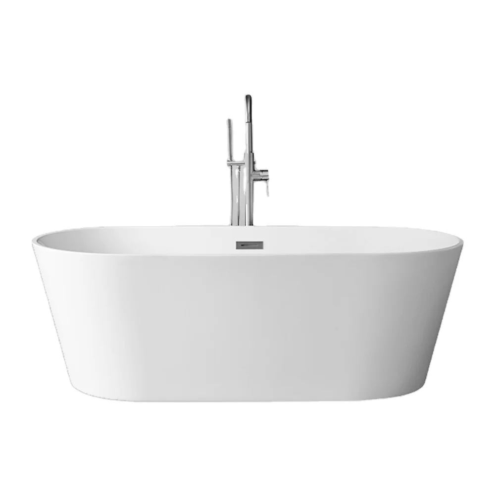 White Acrylic Free Standing Bath Tub Easy To Clean Modern Bathroom