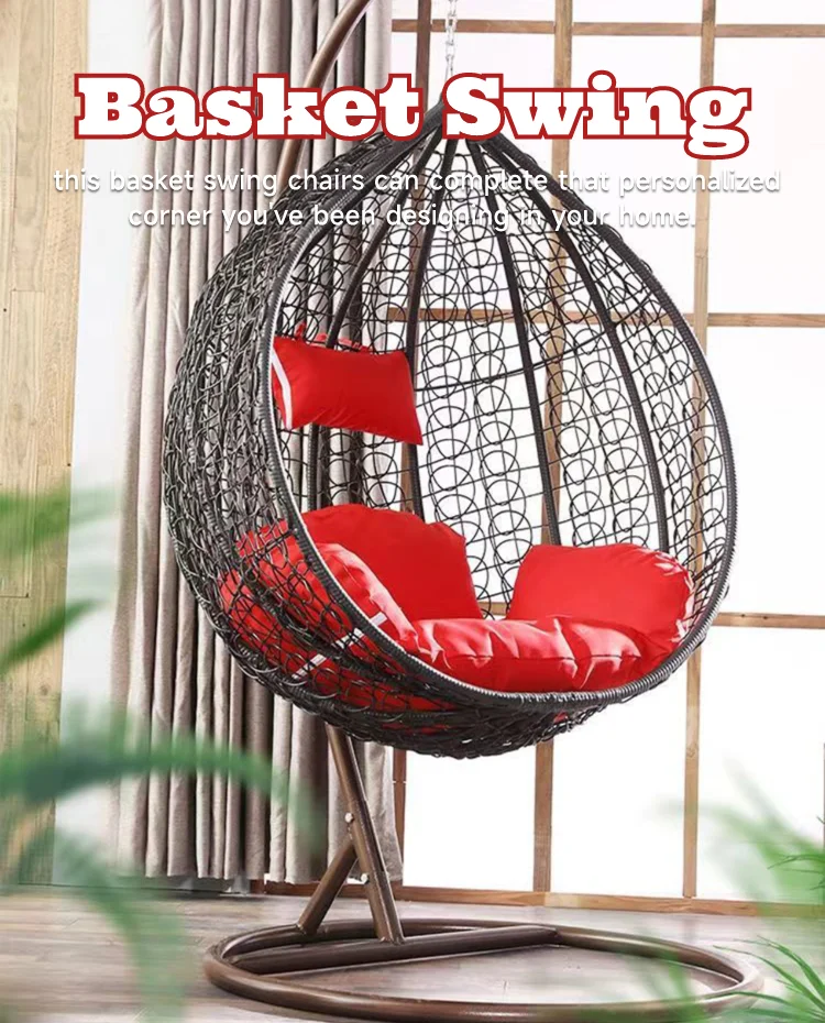 Modern Outdoor Furniture Garden Hanging Rattan Swing Chair Double Soft ...