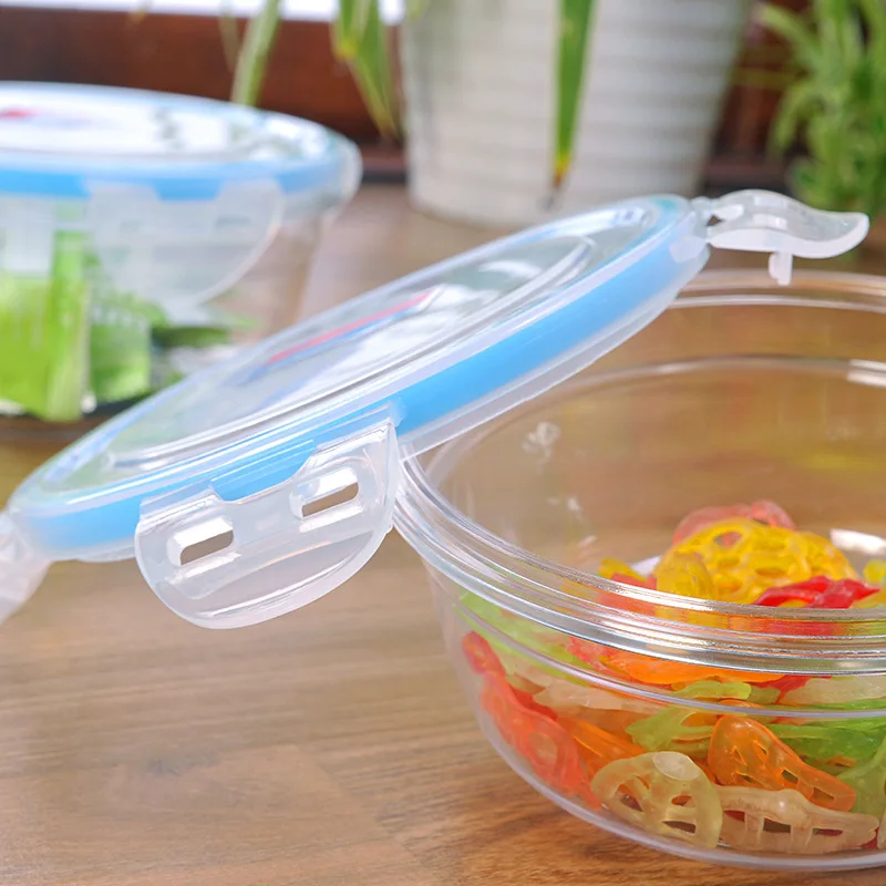 Box Round Plastic Fresh-keeping Box 3pc Set Silicone sealed Refrigerator Storage Box Fruit and Vegetable Storage Box