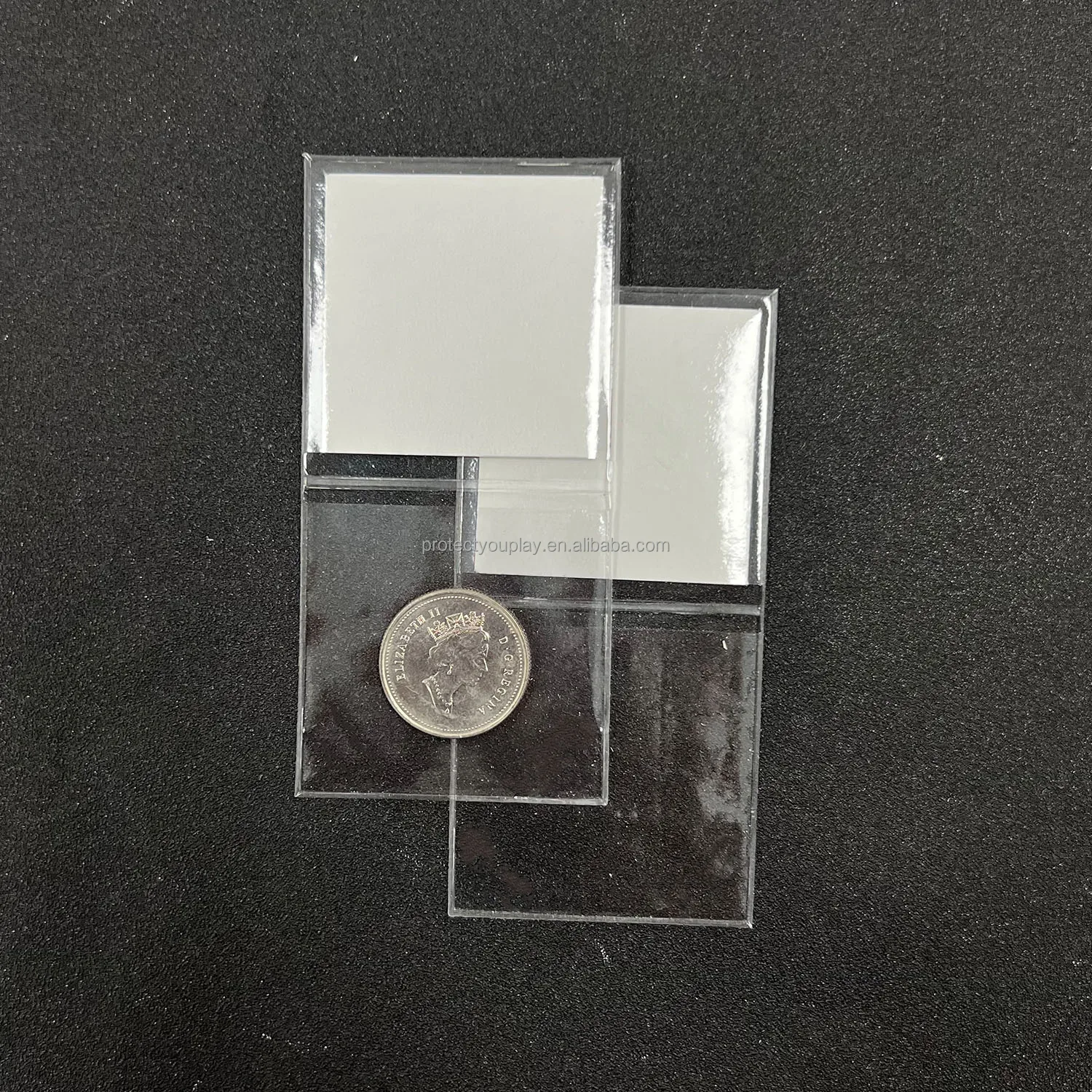 슈퍼세이프 1.5x1.5 2x2 인치 코인 플립, 라벨 인서트가 있는 더블 포켓 비닐 플립 동전 홀더 수집 보관함
