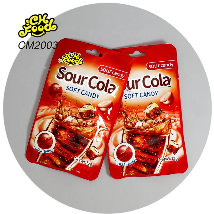 Hot Selling Sweet Item Sour Cola Flavor Sugar Coated Soft Chewy Candy Halal Snack Custom and Wholesale