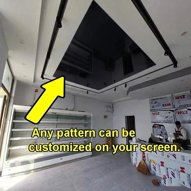 product oem odm waterproof pvc glossy film line patterns interior room decoration false ceiling pop design glossy stretch ceiling-9