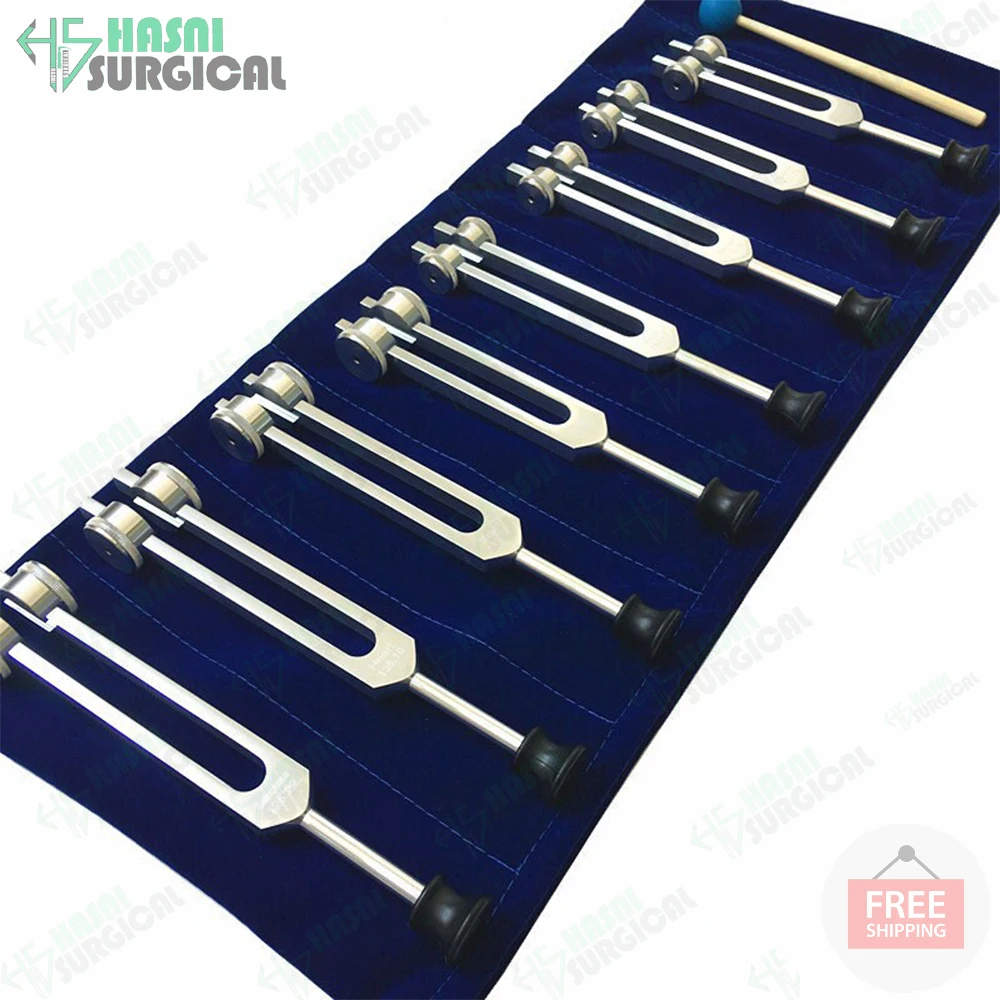 128c Medical Neurological Chakra Tuning Fork Ball Set With Triangle Percussion Reflex Hammer For