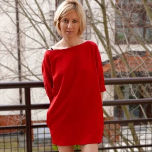 100% Cotton O--neck Loose Mini Dress Elegant Woman Mini Tunic With Pockets Long Sleeve Loose Fit Casual Dress Casual Mini Dress