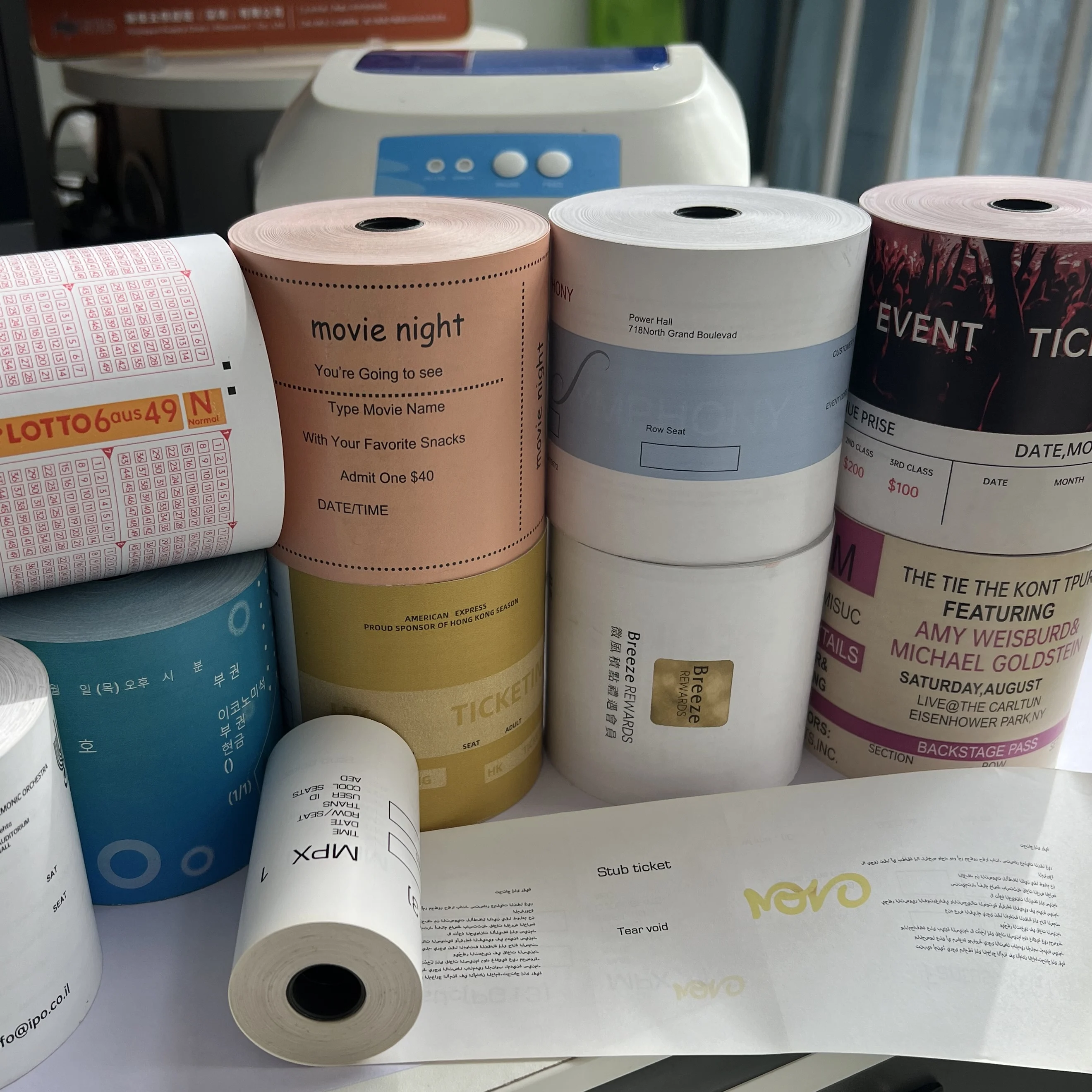 Custom Thermal Paper Printing Theater Music Concert Admission Coupon Tickets