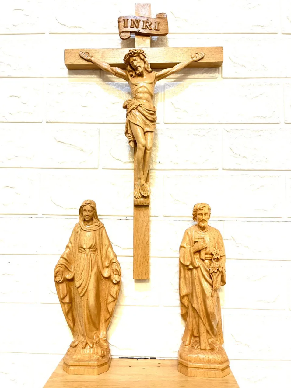 Handmade Prayer Altar Catholic Catholic Triptych Wood Carving