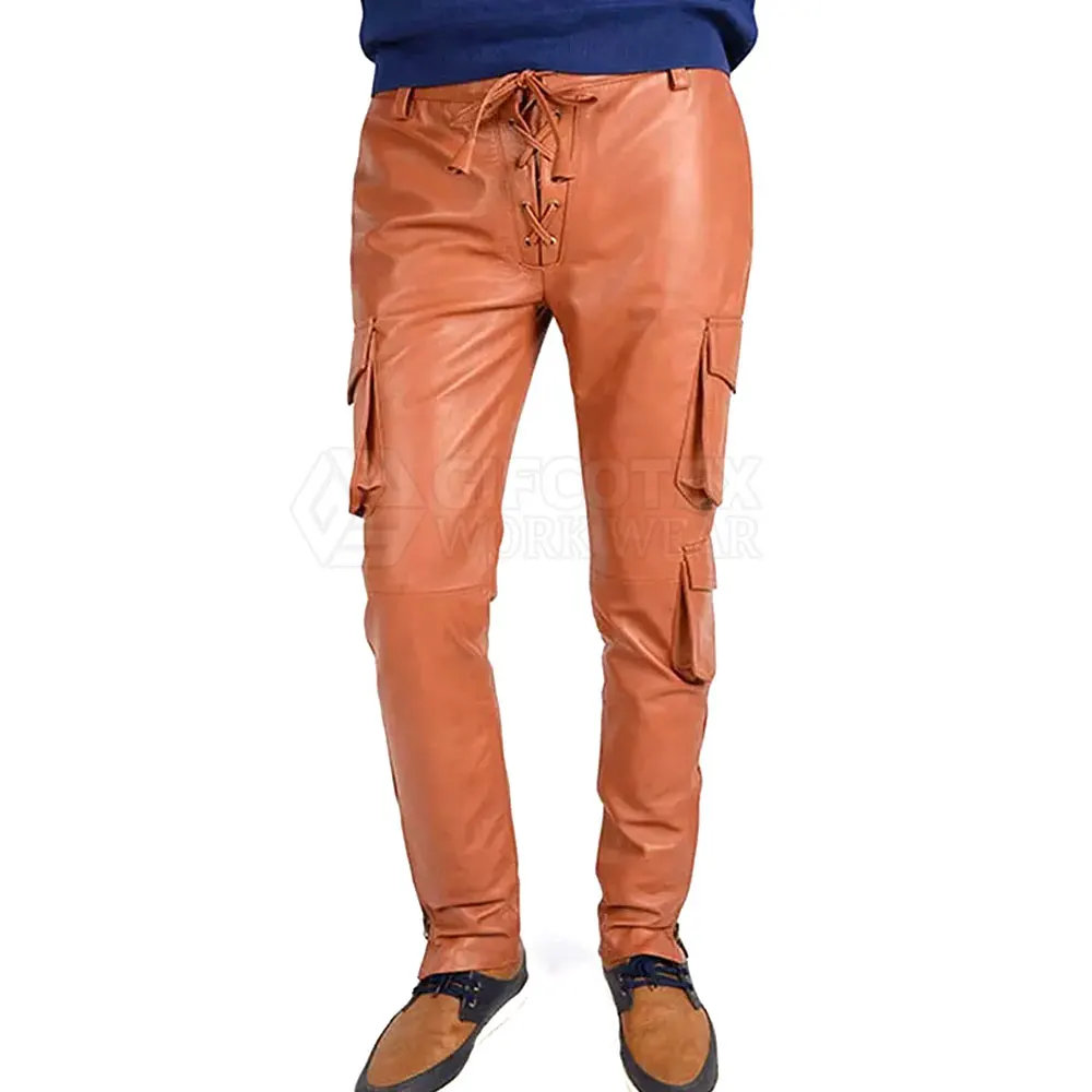 Fashion Men Brown Leather Pants Best Quality Leather Pants For Men