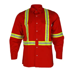 FRARCTEX Wholesale Nylon Cotton CAT 2 Flame Resistant High Visibility FR Long Sleeve Shirt