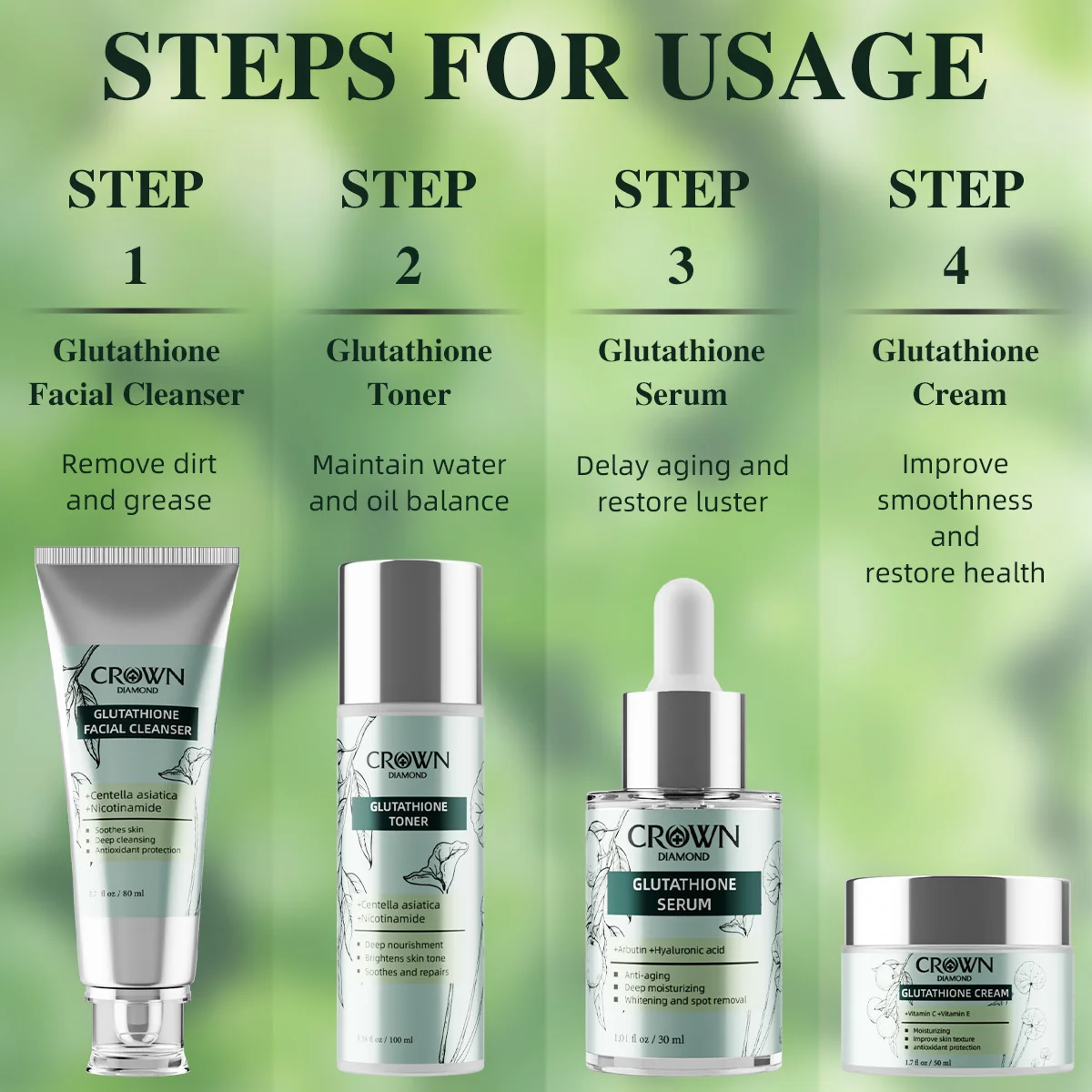 glutathione facial kit Private Label Natural Facial Kit Vitamin C Glow Hydrating Whitening Anti  Aging Acne Wrinkle Glutathione Skin Care Set