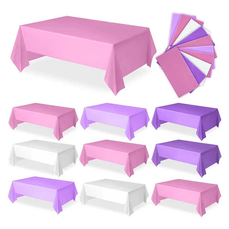 Dining Table Cover Waxed Plastic Rectangle Outdoor Waterproof Plain Solid Plastic Tablecloth Plain Dyed Tablecloth Party 75