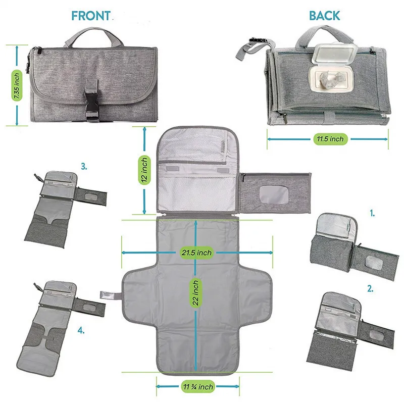 Portable Travel Waterproof Foldable Newborn Diaper Changing Pad Baby ...