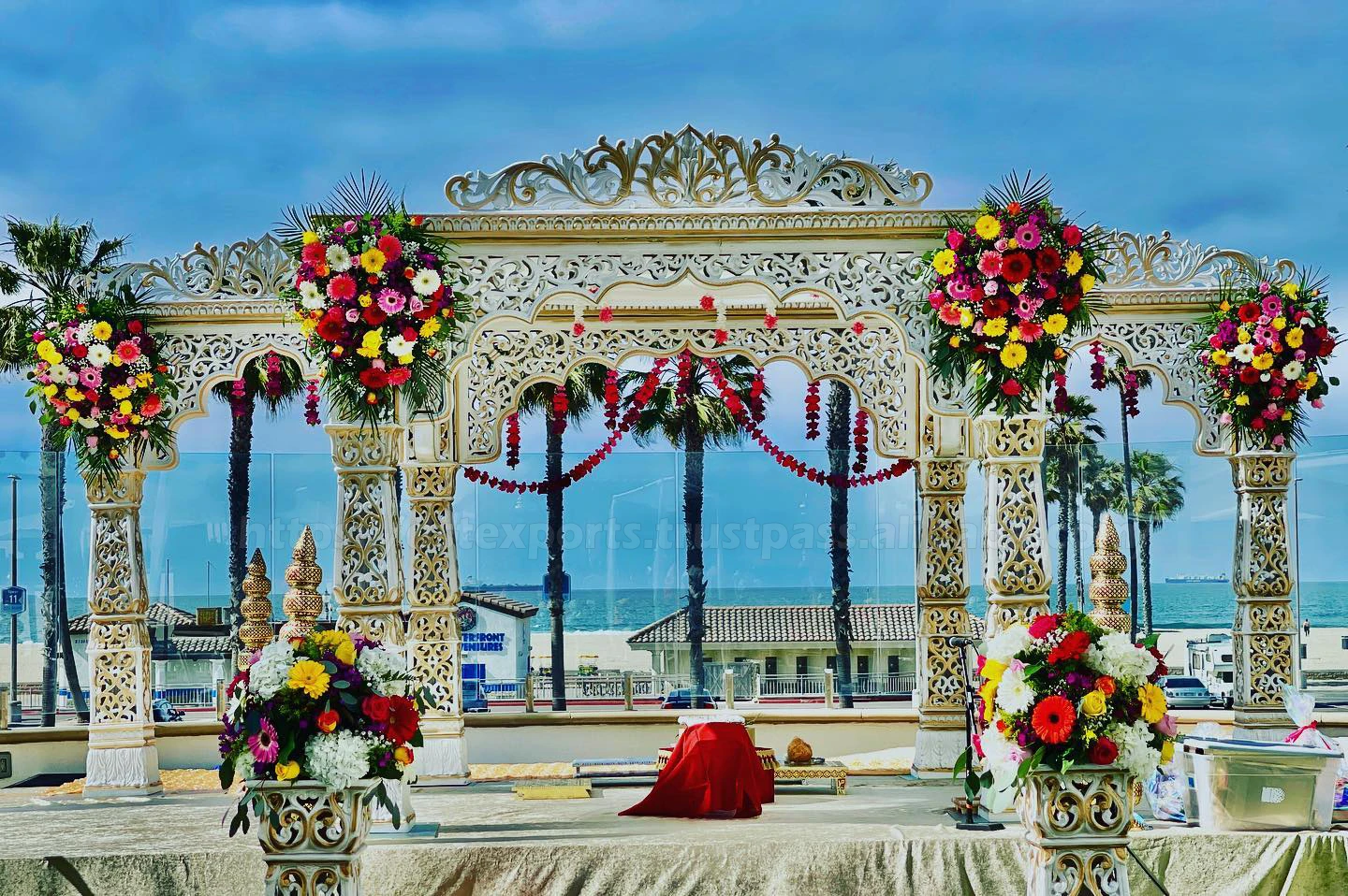 Amazing Wedding Golden Decorative Mandap Fiberglass Square Vidhi