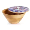 Natural Wood Finished and Floral Printed Lid