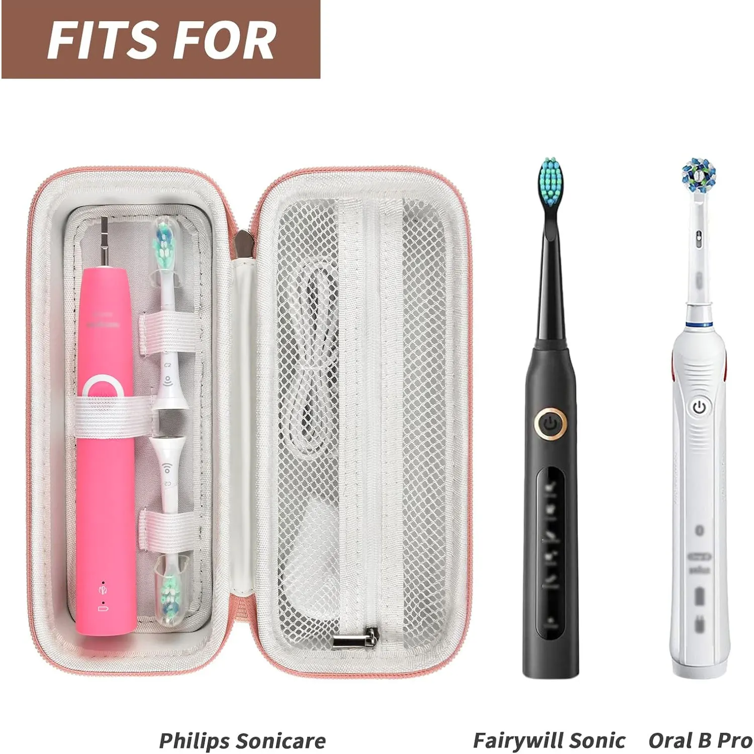 Portable Gold Toothbrush Travel Case For Oralb & Philips Electric Toothbrushes Compatible