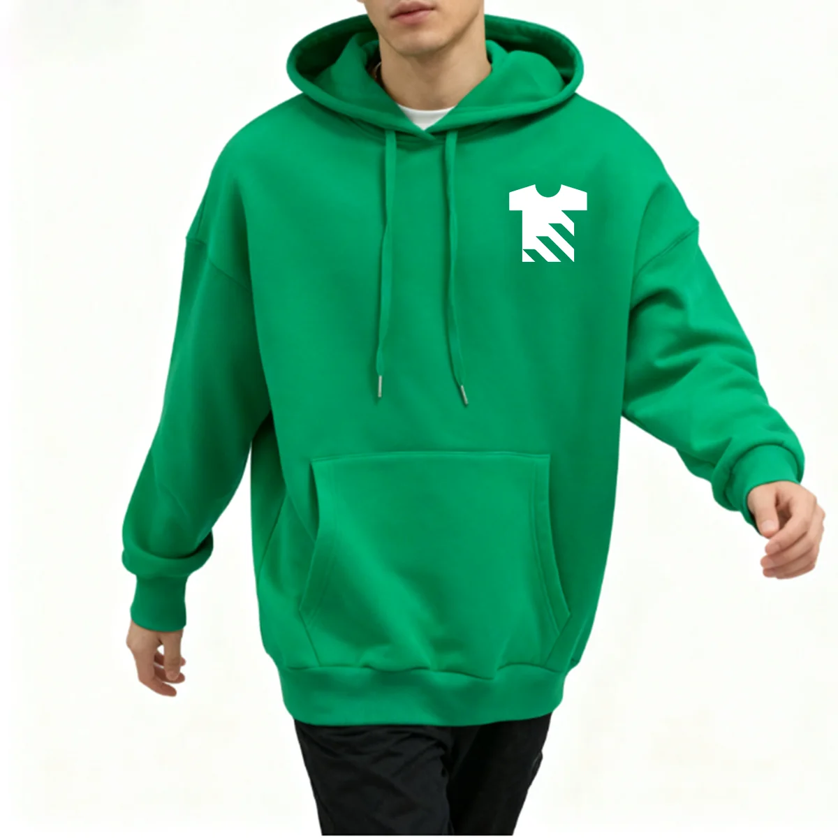 Wholesale 310 GSM Thick Fleece Oversize Boxy Fit Drop Shoulder Men Puff Printing Hoodie Sweatshirt