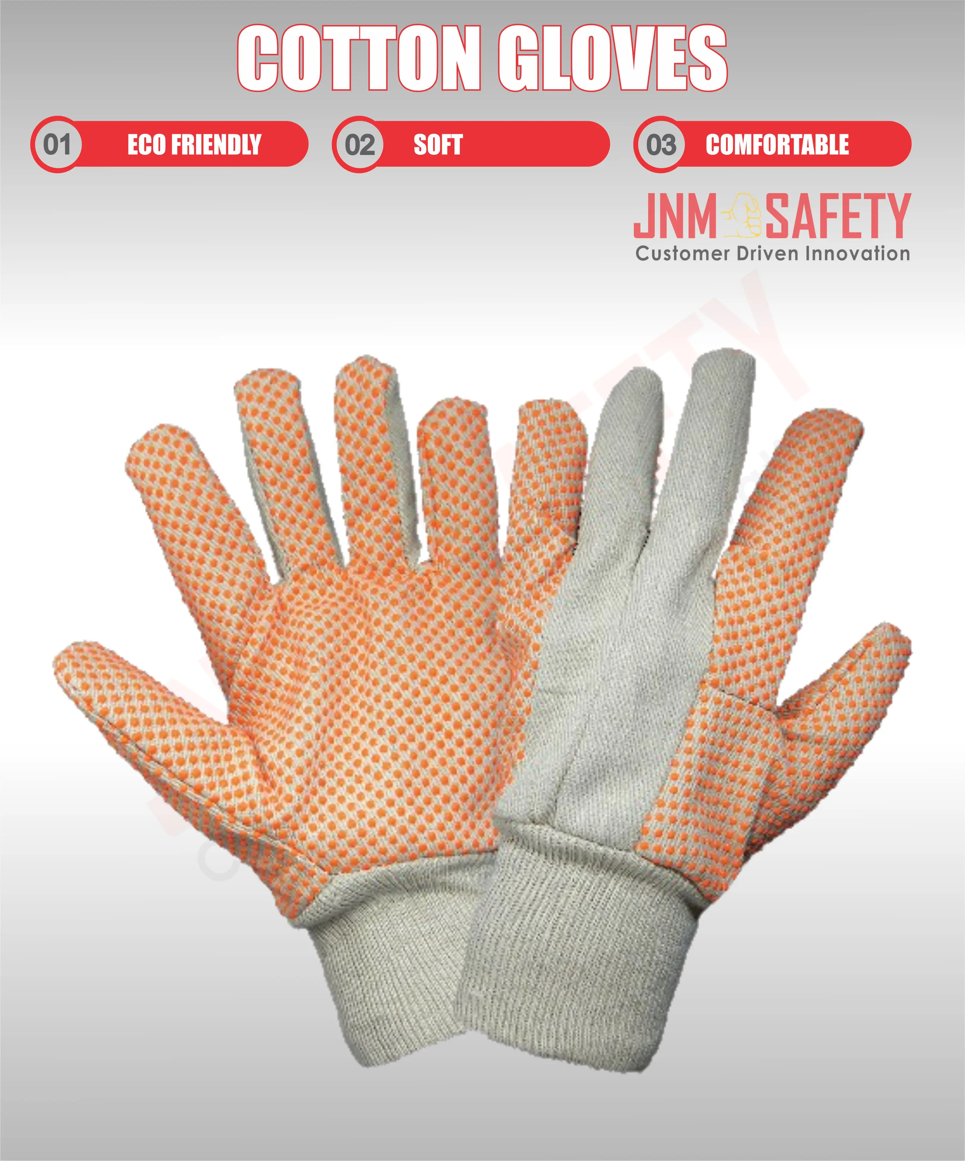 Industrial Safety Hand Protection Reinforced Pvc Dot Cotton Fabric ...